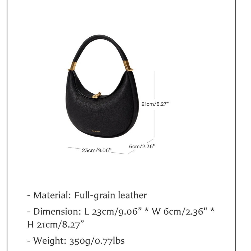 Songmont Luna Onyx Shoulder Bag with Gold Accents - Picture 14 of 14